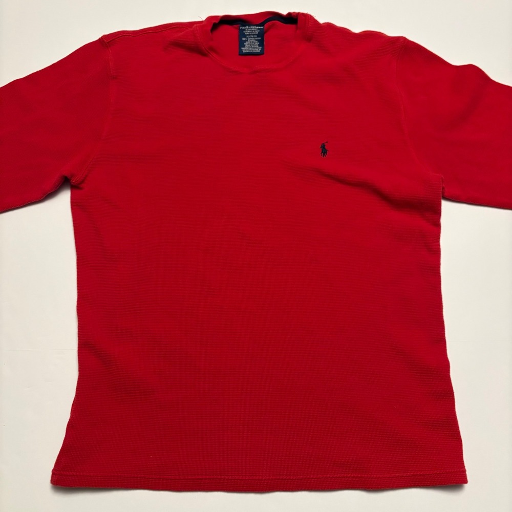 Polo Ralph Lauren Thermal Shirt Mens XL Red Waffle Knit Long Sleeve Pony Logo